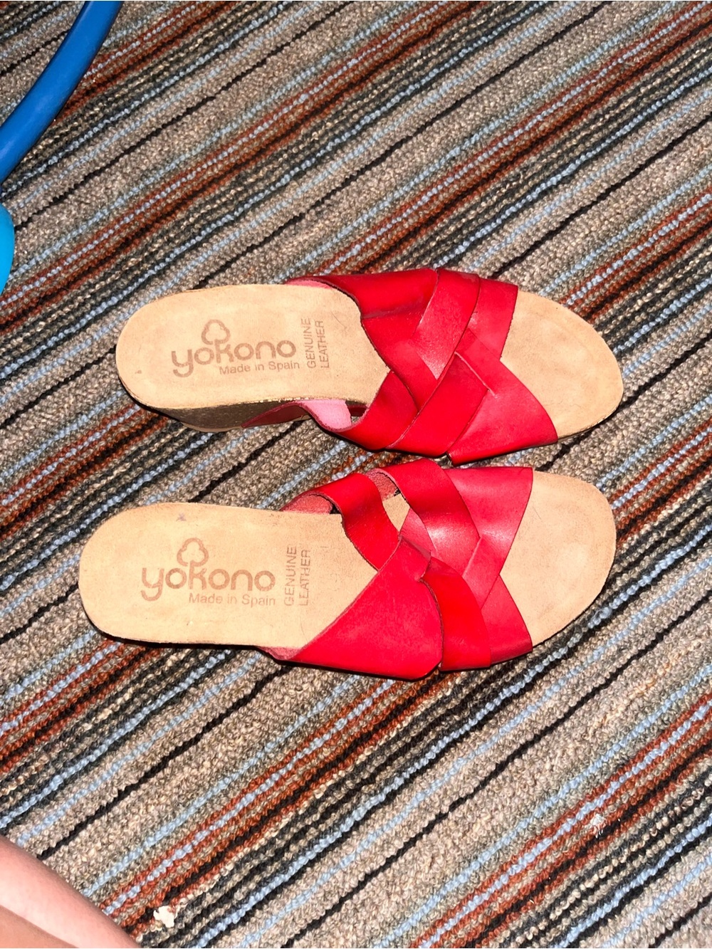 Red Leather Slide Sandals